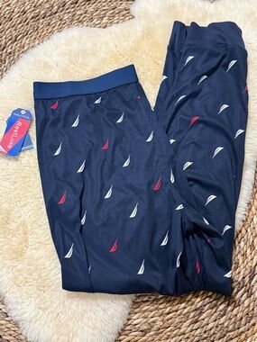 Nautica Navy Sleep Pants with White & Red Sail Motif